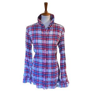 J McLaughlin Crinkled Plaid Button Down LOIS Blouse, NWOT, Small